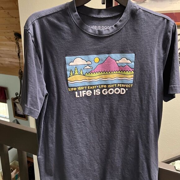NWOT Men’s Small Life is Good Graphic T-Shirt in Blue #104 - Picture 1 of 4